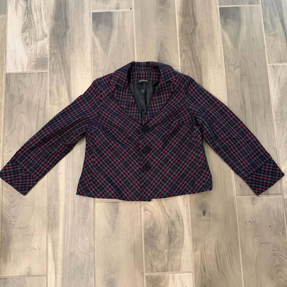 Lane Bryant Women's Plaid Three-Button Blazer Jacket